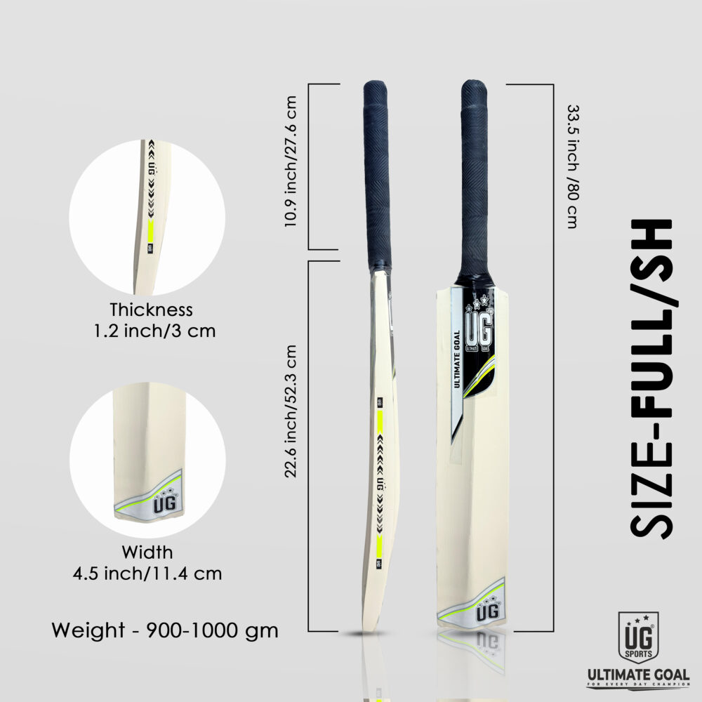 UG Popular Willow Cricket Bat for Kids – Size Full , Light Green - Image 3