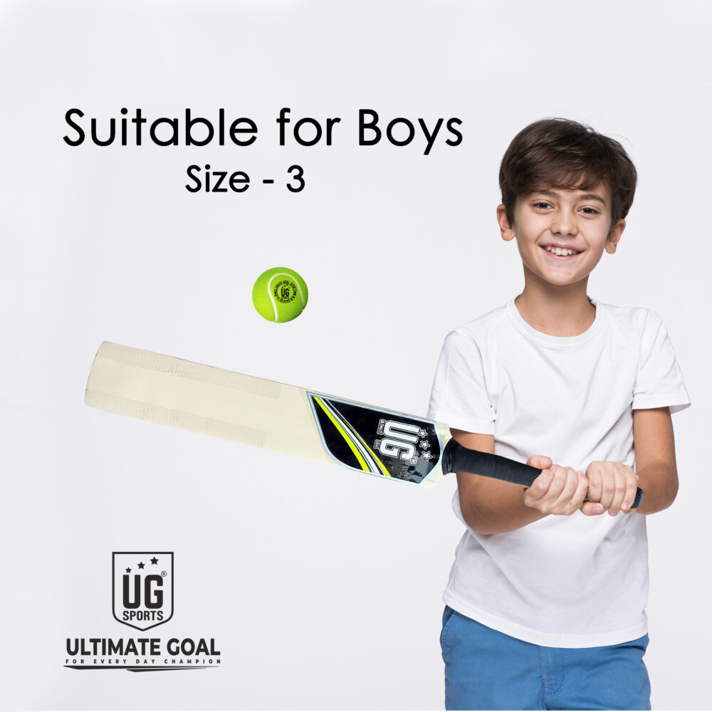 UG Popular Willow Cricket Bat for Kids – Size 3, Light Green - Image 4