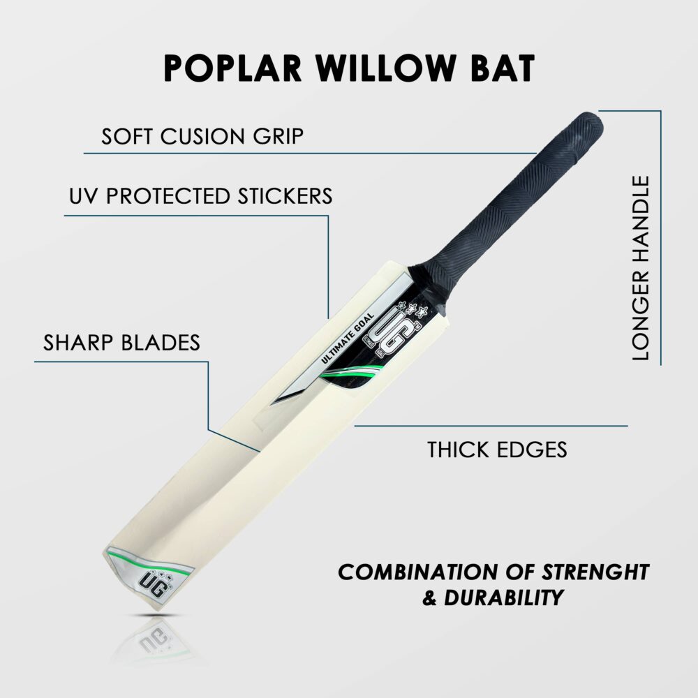 UG Popular Willow Cricket Bat for Kids – Size 2, Green - Image 3