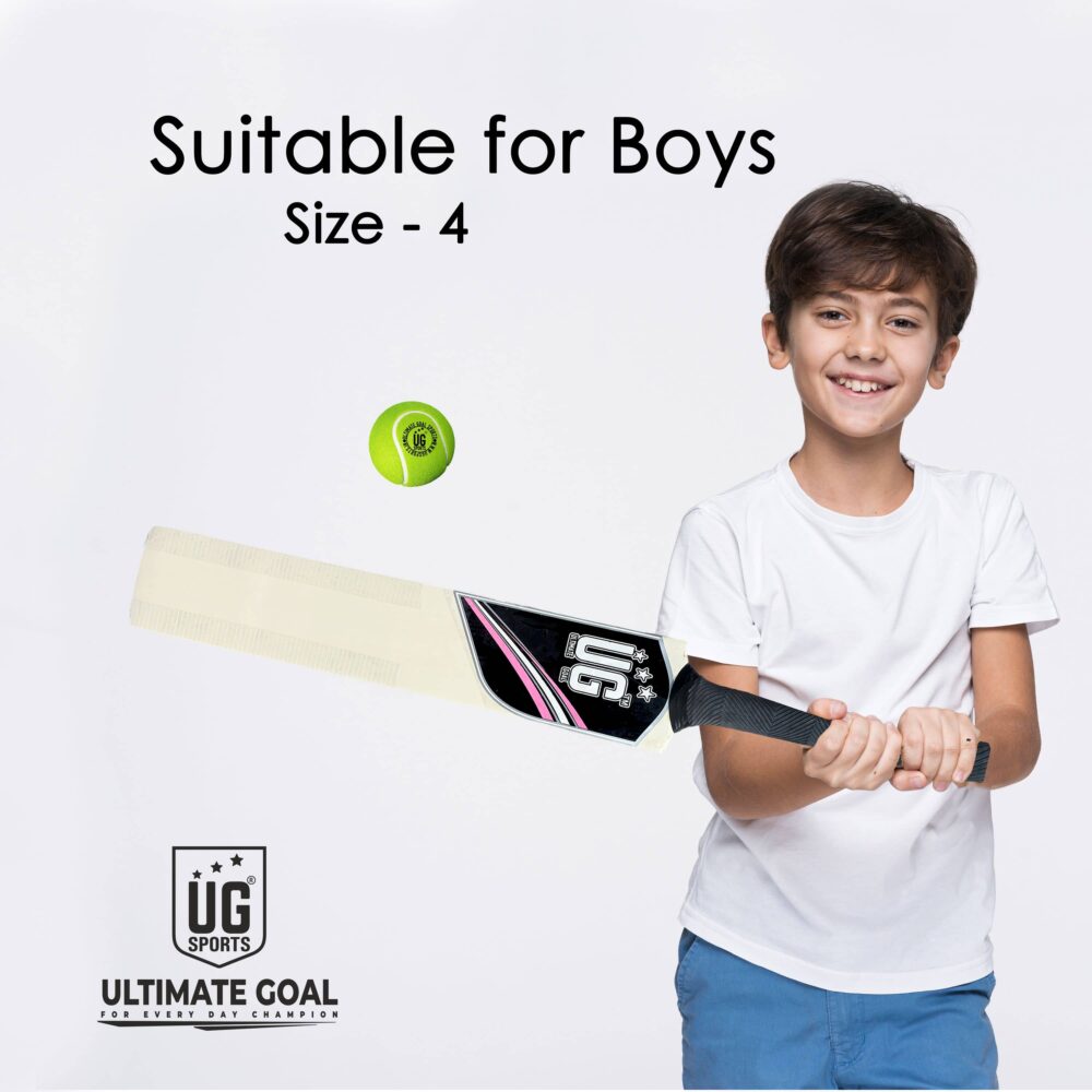 UG Popular Willow Cricket Bat for Kids – Size 4, Pink - Image 5