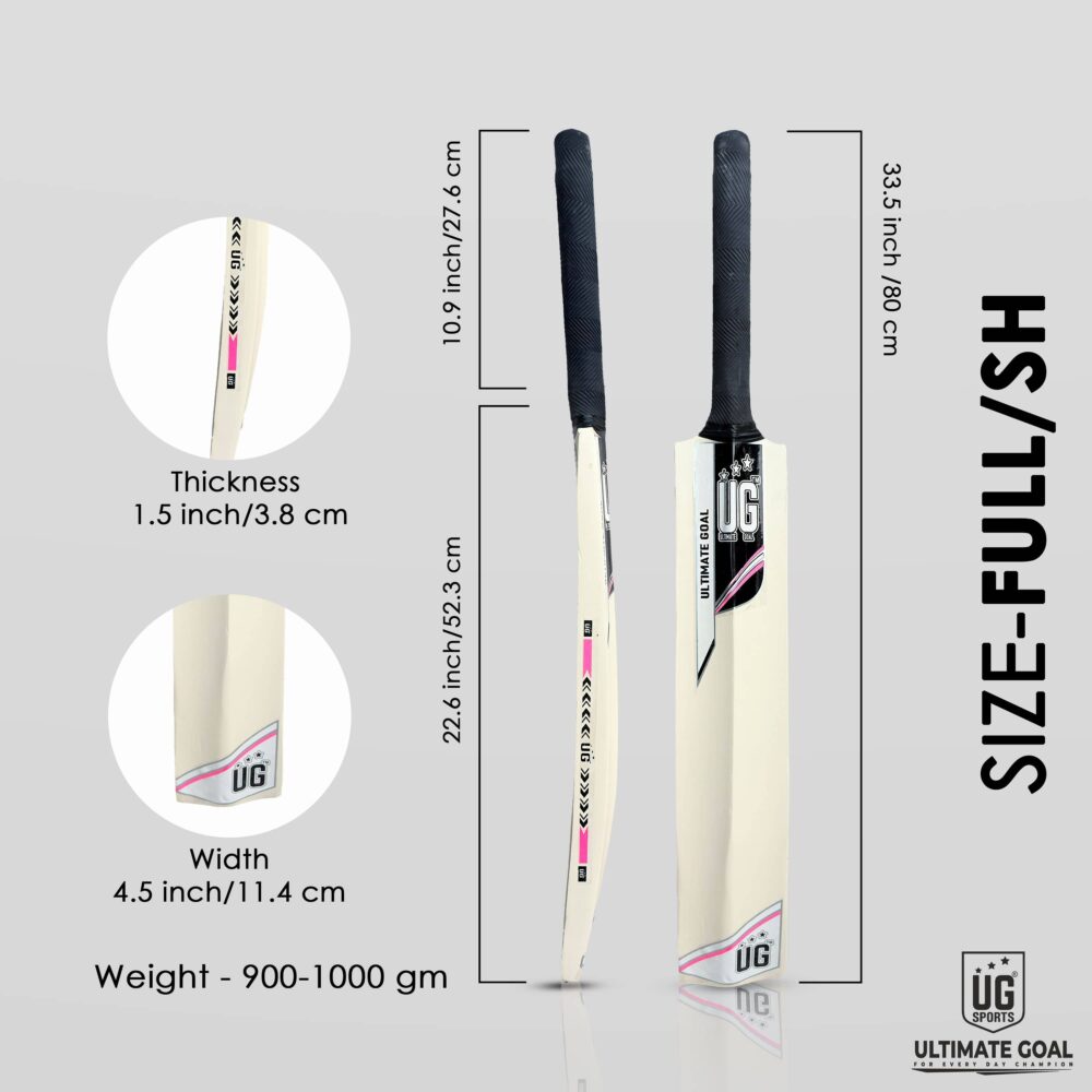 UG Popular Willow Cricket Bat for Kids – Size Full , Pink - Image 5