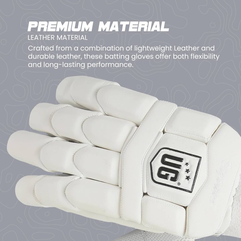 UG Cricket Leather White Batting Gloves for Adult (Signature Series) - Image 5