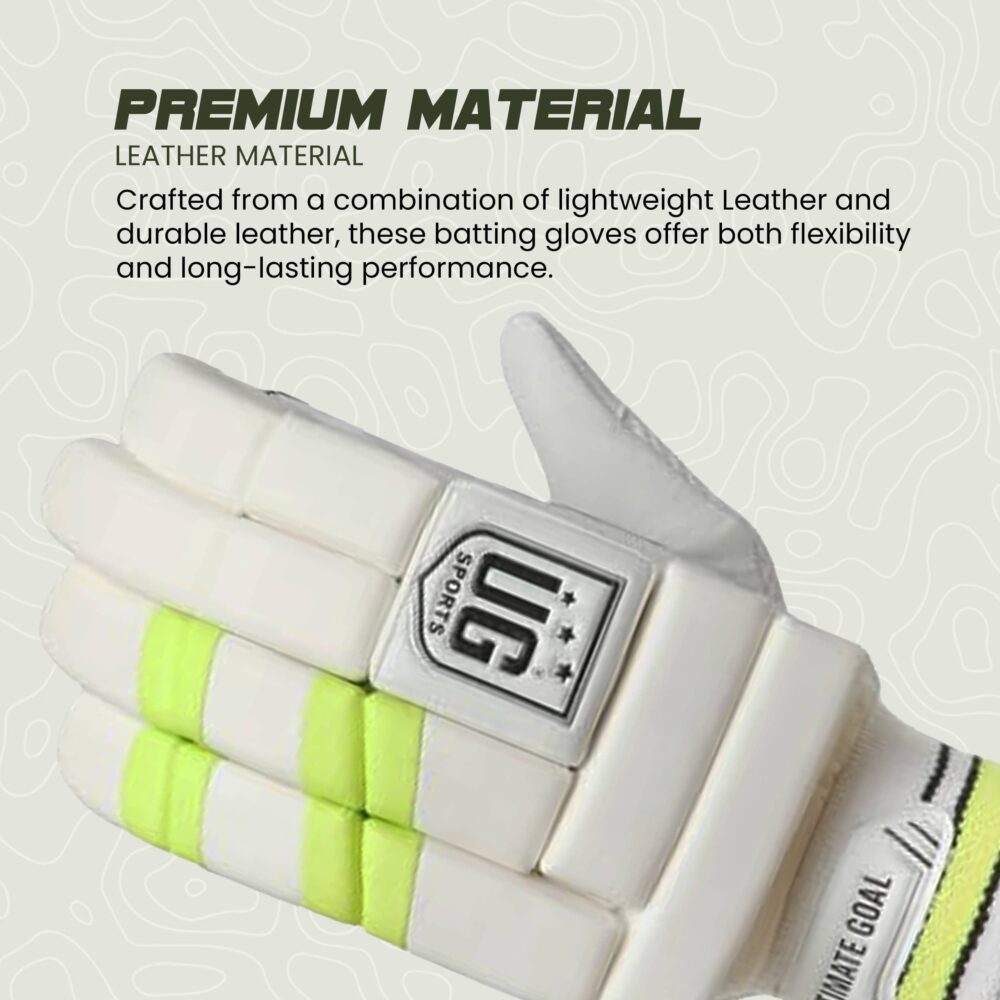 UG Cricket Leather Green Batting Gloves for Adult (Titanuim Series) - Image 5