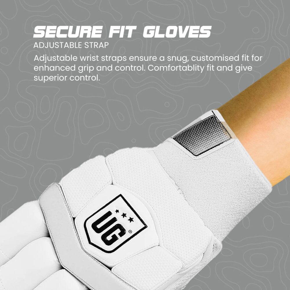 UG Cricket Leather White Batting Gloves for Youth (Test Series) - Image 4