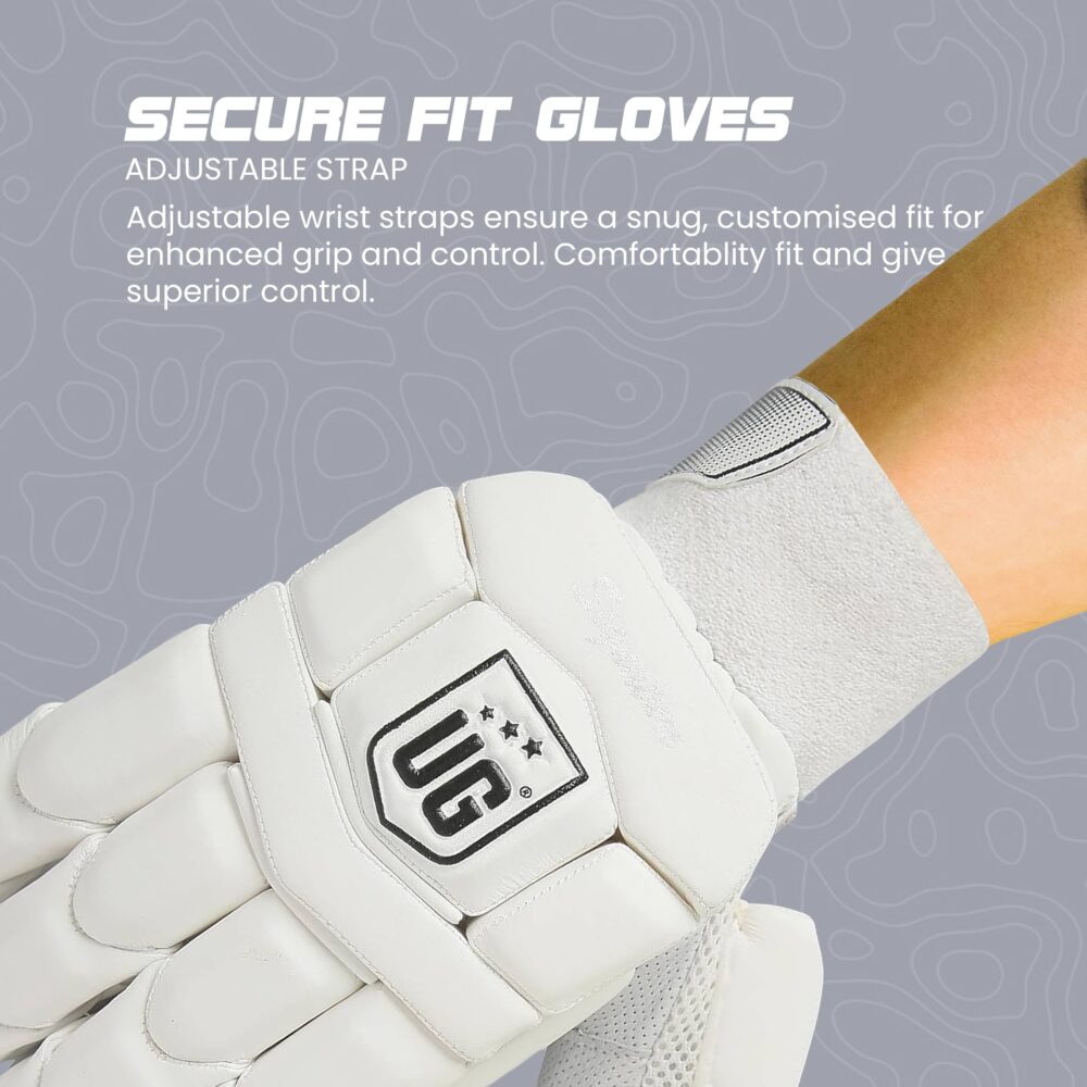 UG Cricket Leather White Batting Gloves for Adult (Signature Series) - Image 4
