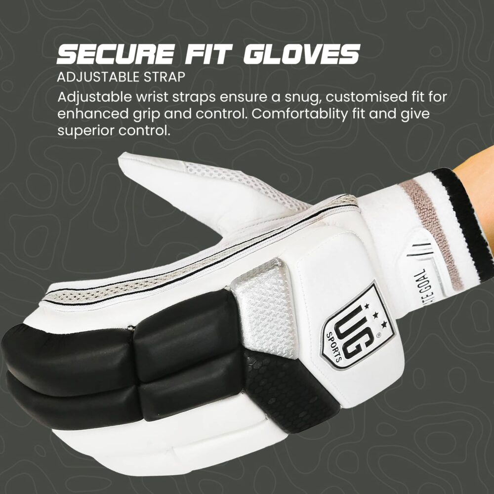 UG Cricket Leather White & White Batting Gloves for Boys (Classic Series) - Image 4