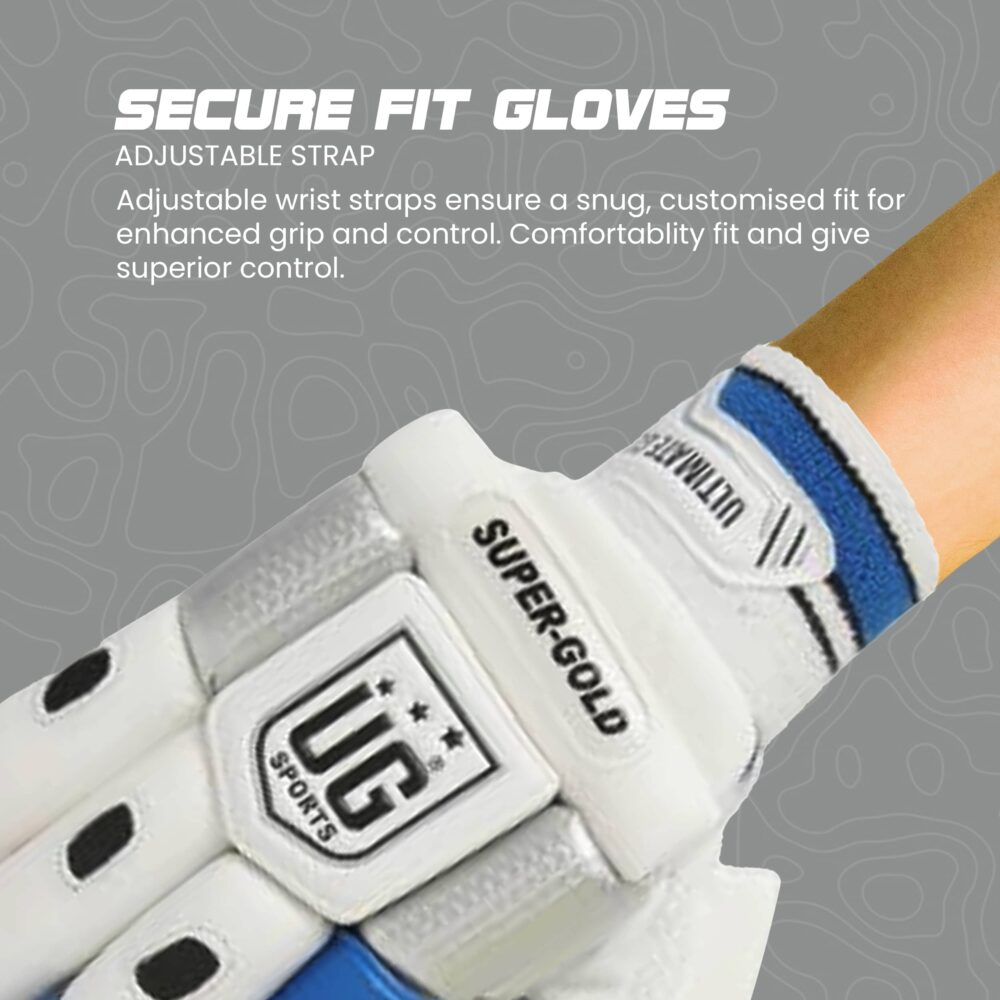 UG Cricket Leather Blue Batting Gloves for Boys (Super Gold Series) - Image 5