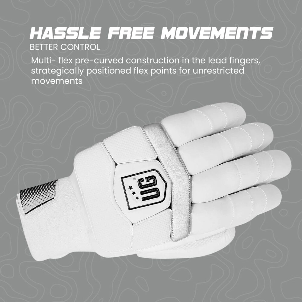 UG Cricket Leather White Batting Gloves for Youth (Test Series) - Image 5