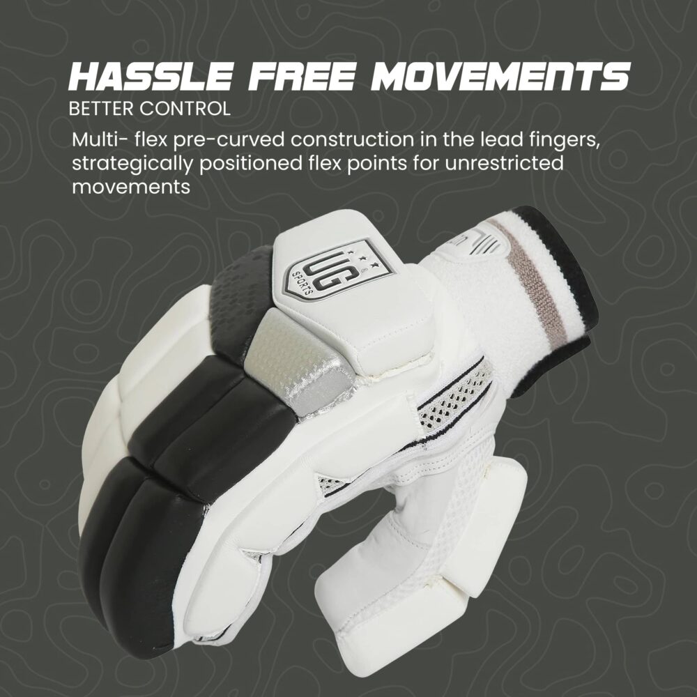 UG Cricket Leather White & White Batting Gloves for Boys (Classic Series) - Image 5