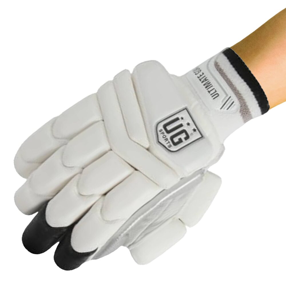 UG Cricket Leather White & Black Batting Gloves for Boys (Super Black Series) - Image 6