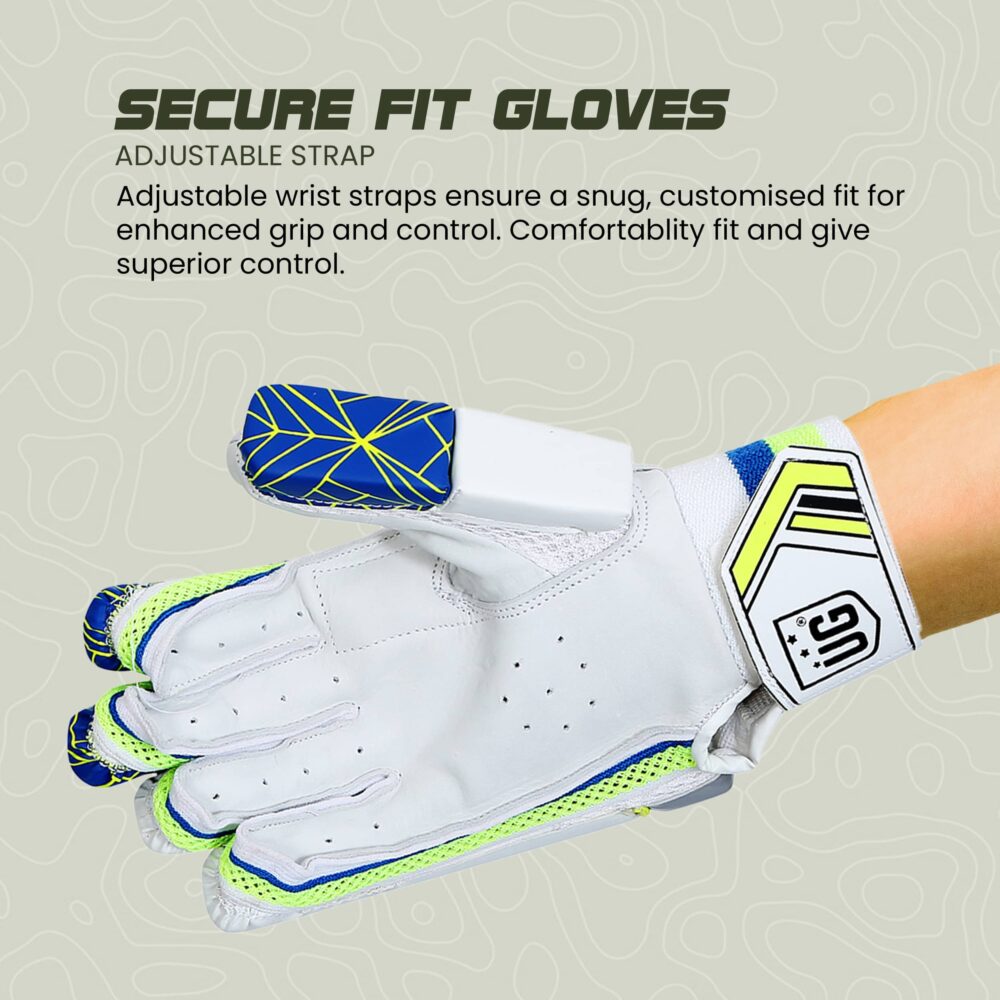 UG Cricket Leather Blue & Green Batting Gloves for Youth (Club Series) - Image 4