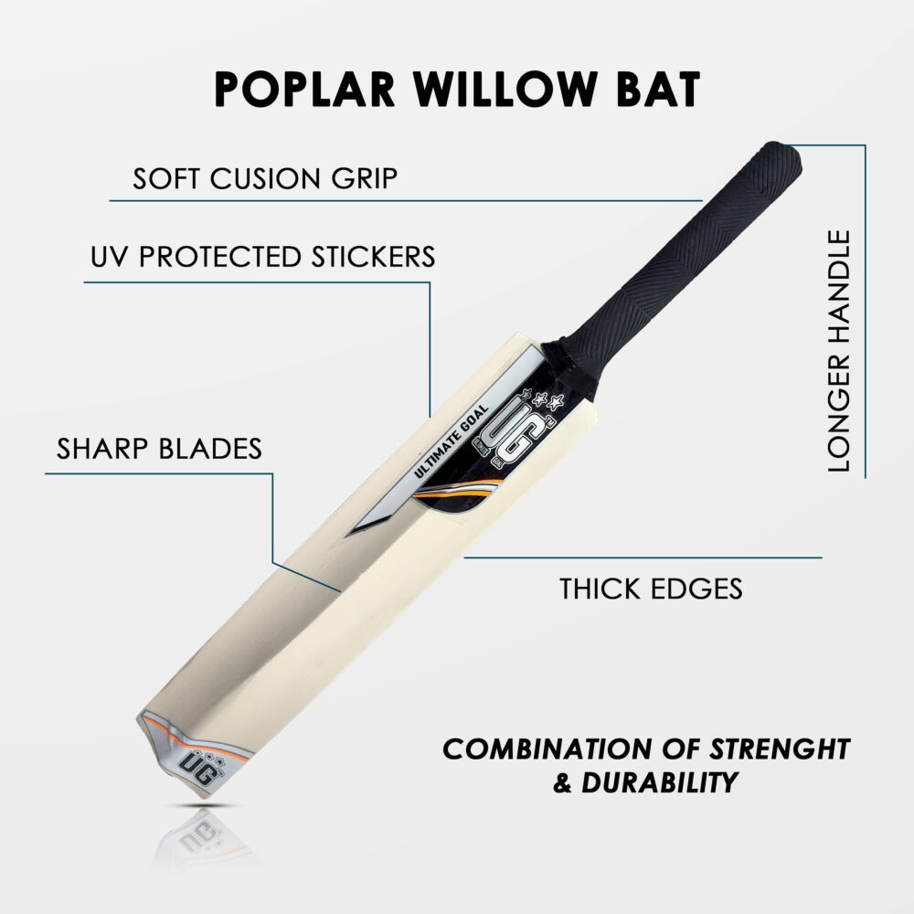 UG Popular Willow Cricket Bat for Kids – Size 1, Orange - Image 3