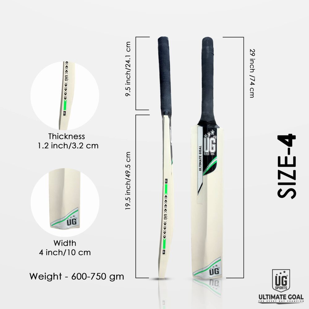 UG Popular Willow Cricket Bat for Kids – Size 4, Green - Image 4