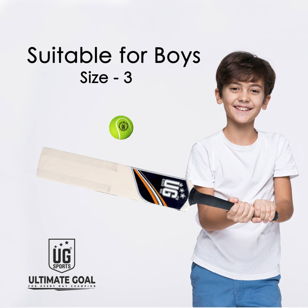 UG Popular Willow Cricket Bat for Kids – Size 3, Orange - Image 5