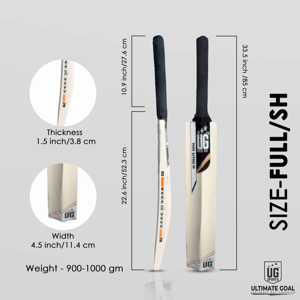 UG Popular Willow Cricket Bat for Kids – Size Full, Orange - Image 4
