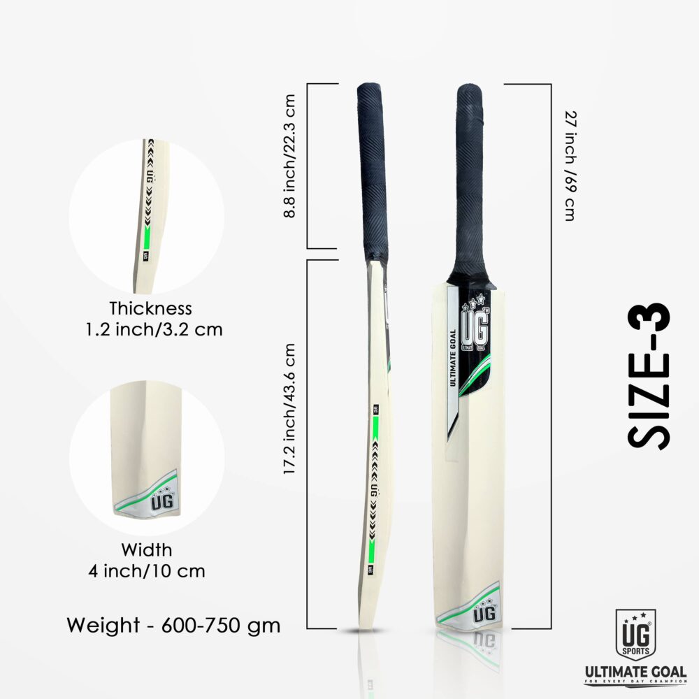 UG Popular Willow Cricket Bat for Kids – Size 3, Green - Image 4