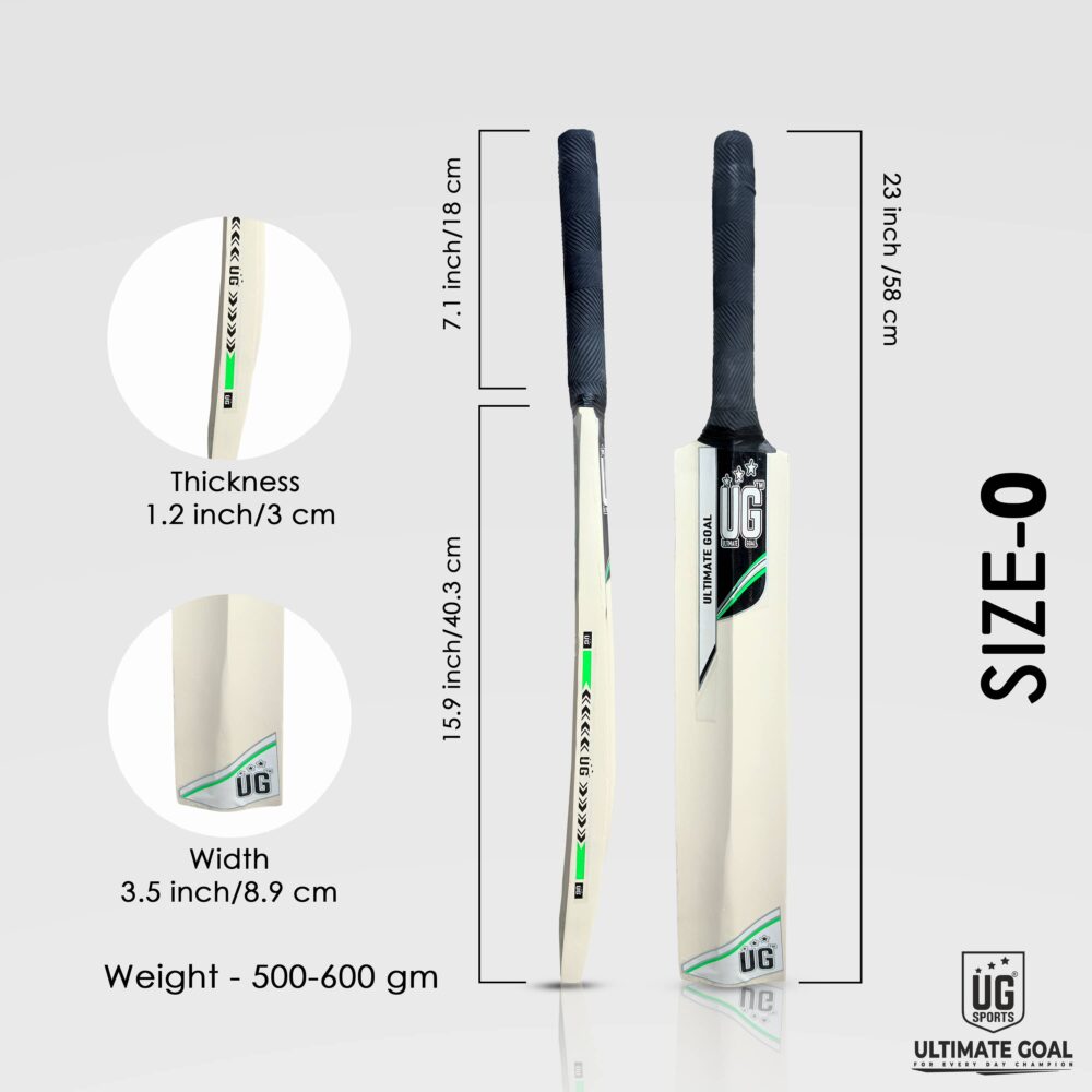 UG Popular Willow Cricket Bat for Kids – Size 0, Green - Image 4