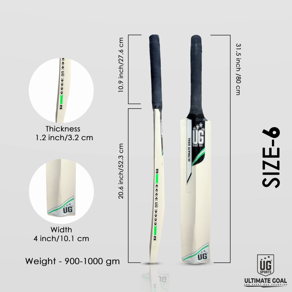 UG Popular Willow Cricket Bat for Kids – Size 6, Green - Image 5