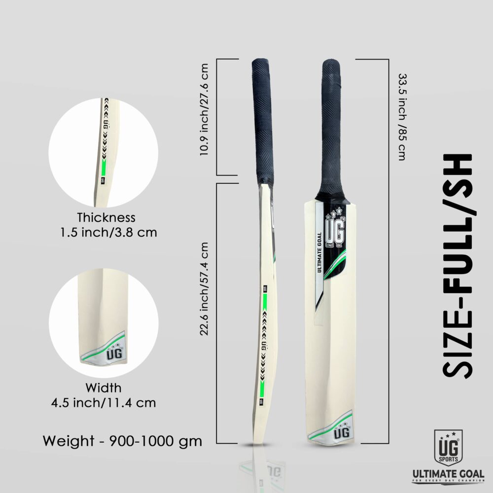 UG Popular Willow Cricket Bat for Kids – Size Full, Green - Image 4