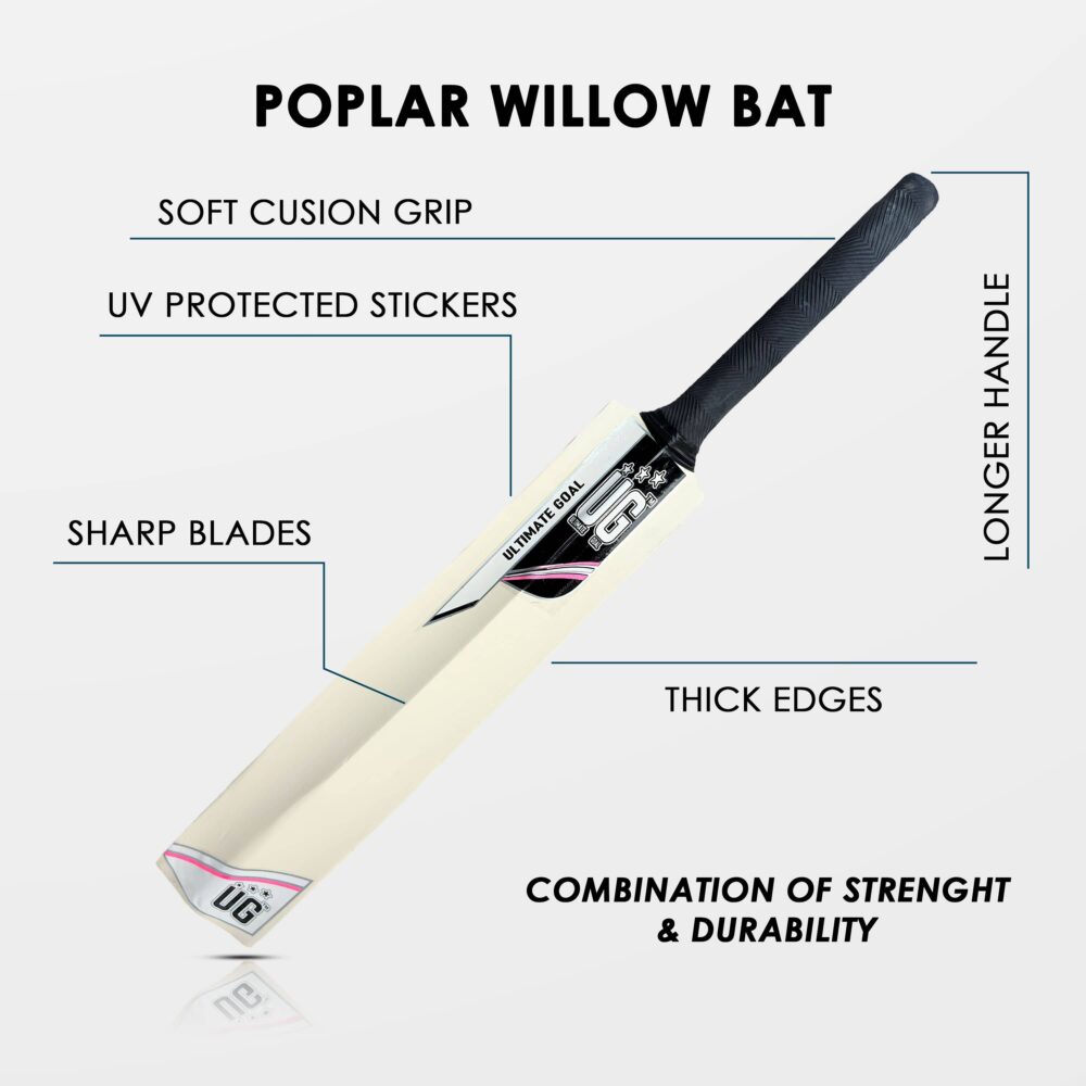 UG Popular Willow Cricket Bat for Kids – Size 3, Pink - Image 3